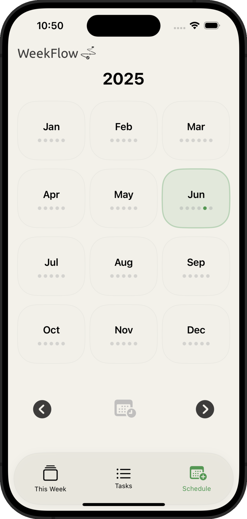 Schedule overview interface