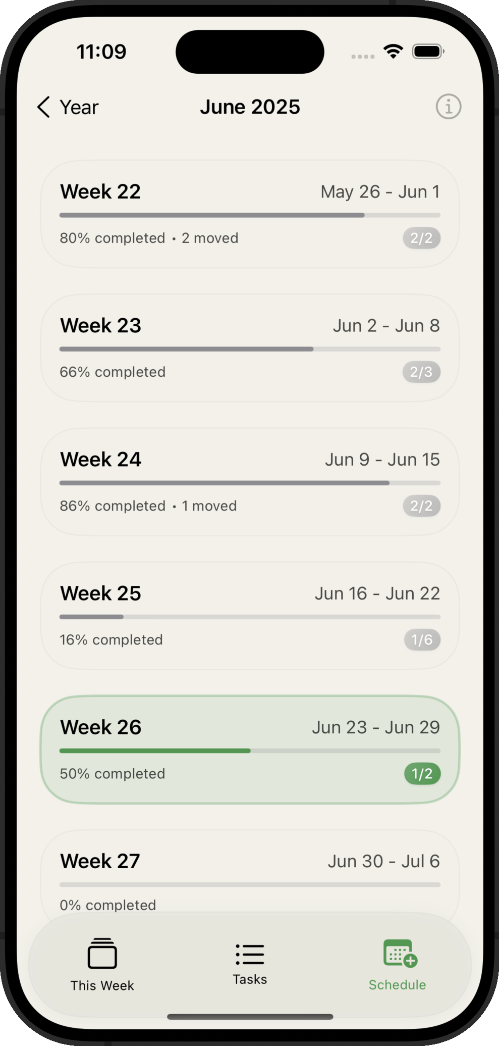 Progress tracking interface